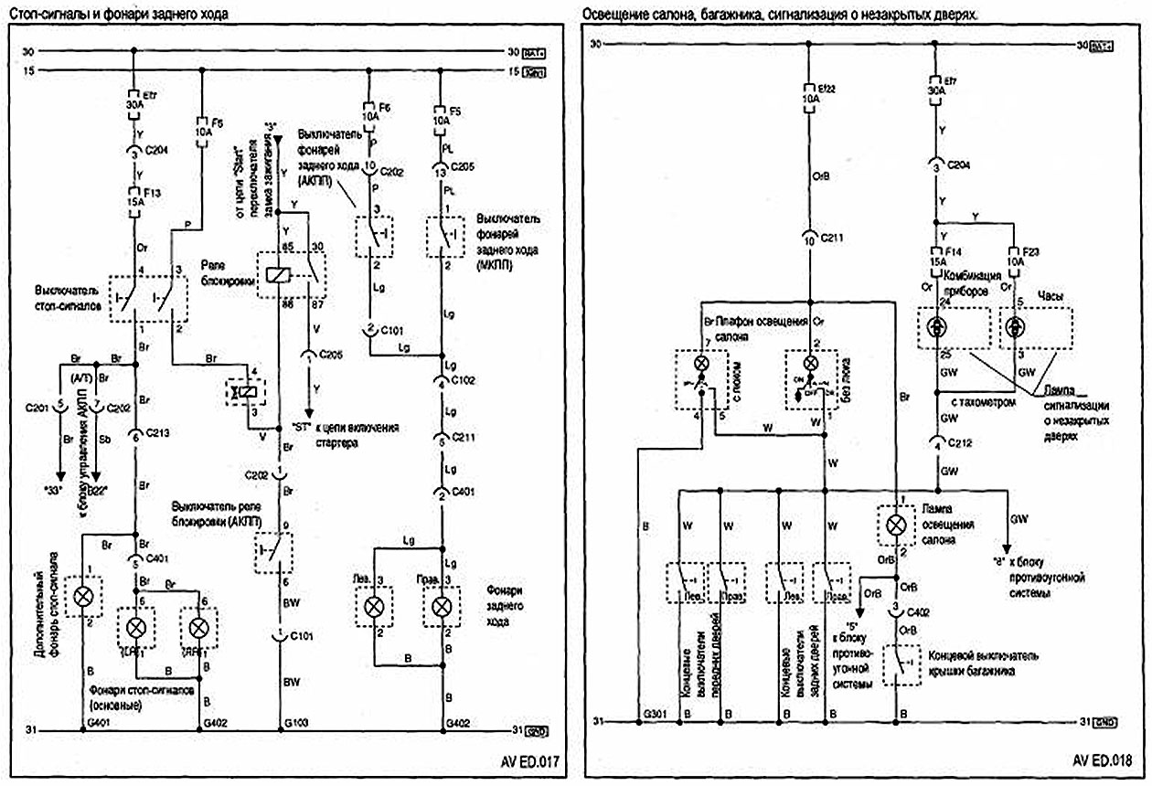 Схема проводки chevrolet aveo